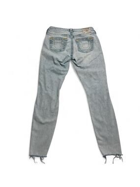 True Religion Jennie Curvy blue denim jeans yellow stitching, Size: 28" jeans